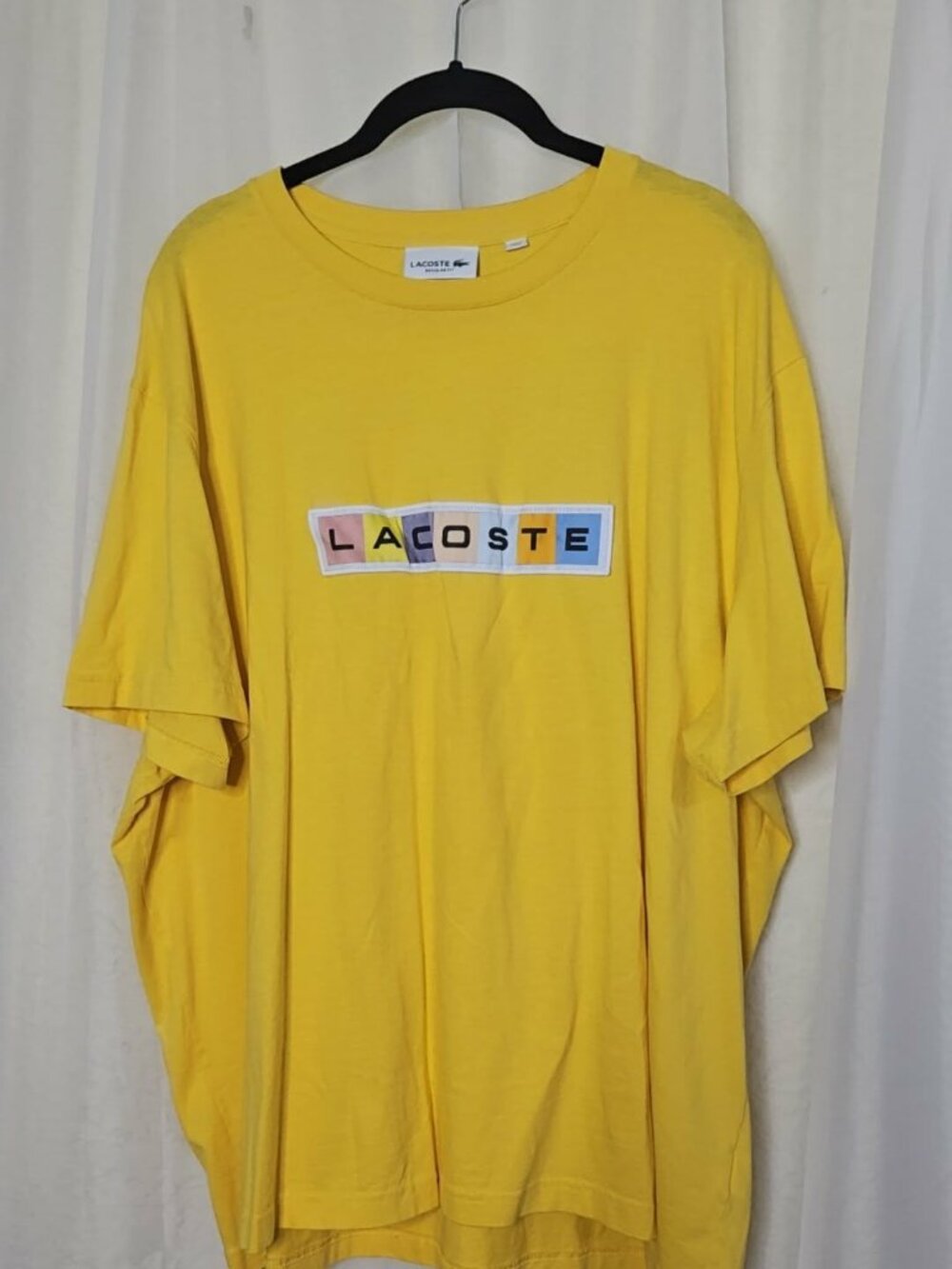 Lacoste Men's Yellow Graphic Multi-Color Block Logo Crewneck Tee - Size 4XL - Picture 2 of 4